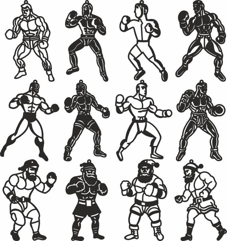 Simple Boxer Dxf Svg Laser Cut Boxing Christmas Toy Ornaments Bundle for Glowforge Boxer ...