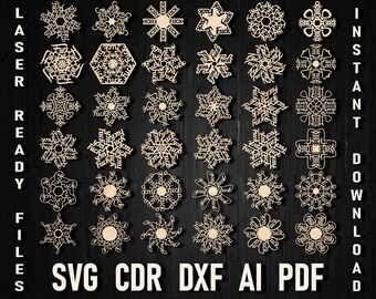 Fuckflake svg laser cut  ornament Bundle Files for Cricut and Silhouette, Christmas Ornament SVG Covid Ornaments Holiday Ornament for Laser