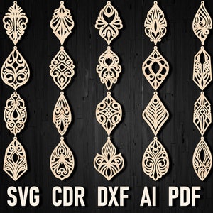 20 Laser Cut Earring Svg, Earring Laser File, Wood Earring Svg, Leather Earrings, Earring Template, Glowforge Earrings, Instant Download