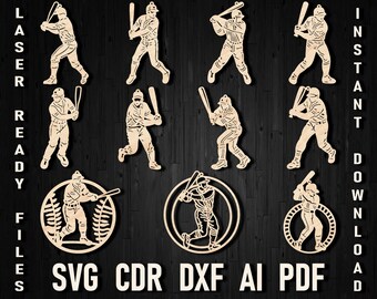 Baseball Christmas Tree Toy Laser Cut and Glowforge Ornament File, Baseball Player Coach Cricut Silhouette Ready Gift Idea Catcher Pitcher