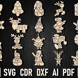 Christmas Puzzle Laser Cut Svg, Santa Claus Puzzles Vector File Dxf ...