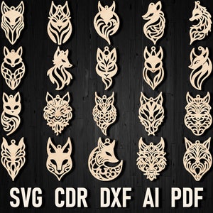 Animal sauvage boucle d'oreille renard mignon fichier découpé au Laser, fichier boucle d'oreille renard Xtool, boucle d'oreille en bois renard SVG, boucle d'oreille Glowforge fichiers cuir acrylique Dxf