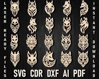 Uroczy kolczyk lisa Svg dzikie zwierzę plik laserowy, plik kolczyków Fox Xtool, kolczyk z drewna lisa SVG, pliki kolczyków Glowforge akrylowa skóra Dxf