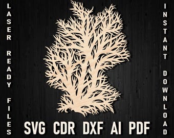 Svg trädstil trä Tyskland laserskuren karta dekor, silhuett väggdekoration konst för rum hemmakontor, Tyskland Glowforge kartkarta dxf