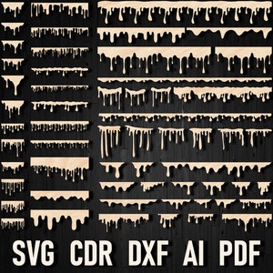 Dripping borders svg, drip cut files svg Paint drip svg for Cricut Silhouette Bundle Dripping Borders Clipart Blood Honey Chocolate drip svg