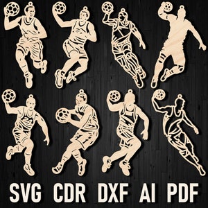 Handball Male Christmas Ornament for Laser Cut and Glowforge, Handball Silhouette designs Shapes Bundle Wooden Cutout SVG vector file Pdf