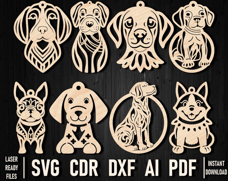 Laser Cut Dog Svg Christmas Ornament Files for Cricut Glowforge ...