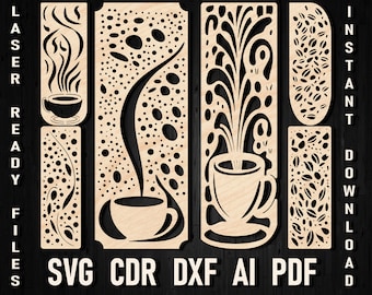 Maximize Reading Delight, Coffee Bookmark Dxf Svg Bundle, Laser Cut Designs, Bookmark Glowforge, Bookmark SVG Lightburn, Cricut Cut Files