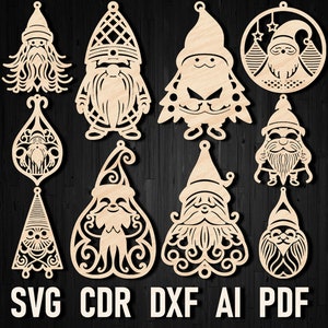 Adorn Your Christmas Tree with Whimsical Svg Gnome Ornaments - Christmas SVG Download Files For Laser Cutting and Glowforge Machine Cdr PDF