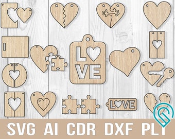 Cadre de keychains pour le jour de vantine, fichier de svg glowforge, svg de keychain de jour de Valentine, svg de keychain de couple, idée de coupe laser de jour de Valentine dxf