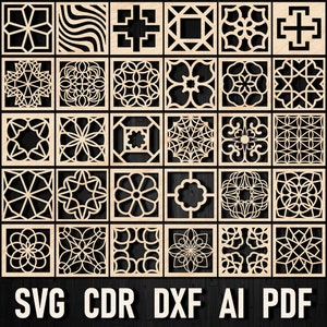 Svg Square Panel Pattern Ornament File For Laser And Glowforge Dxf Square Coaster Geometric Template Room Divider Plasma Screen Room Divider