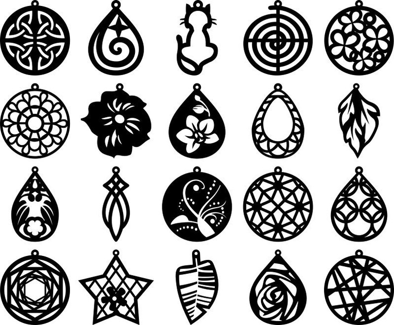 Pendientes svg paquete pendiente plantilla SVG archivos para Etsy