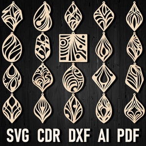 Fichier numérique découpé au laser, boucles d'oreilles Design minimaliste SVG, lot de boucles d'oreilles Glowforge, téléchargement numérique Cricut uniquement à usage Commercial