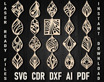 Earring Bundle Laser Cut Digital File, Minimalist Design Earrings SVG, Glowforge Earring Bundle, Cricut Digital Download Only Commercial Use