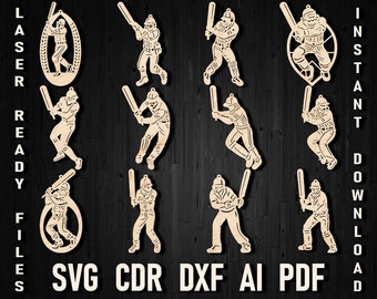 Cricket Christmas Toy Glowforge Cutting File Pack, New Year Cricket Sport Player Laser Cut File Silhouette Dxf Shape Pdf Digital Download