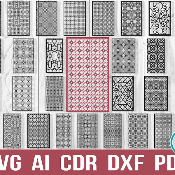 Panneaux décoratifs Dxf pour la découpe laser, Motif de panneaux décoratifs pour glowforge, Vecteur ornemental svg Décor mural pour CNC et plasma