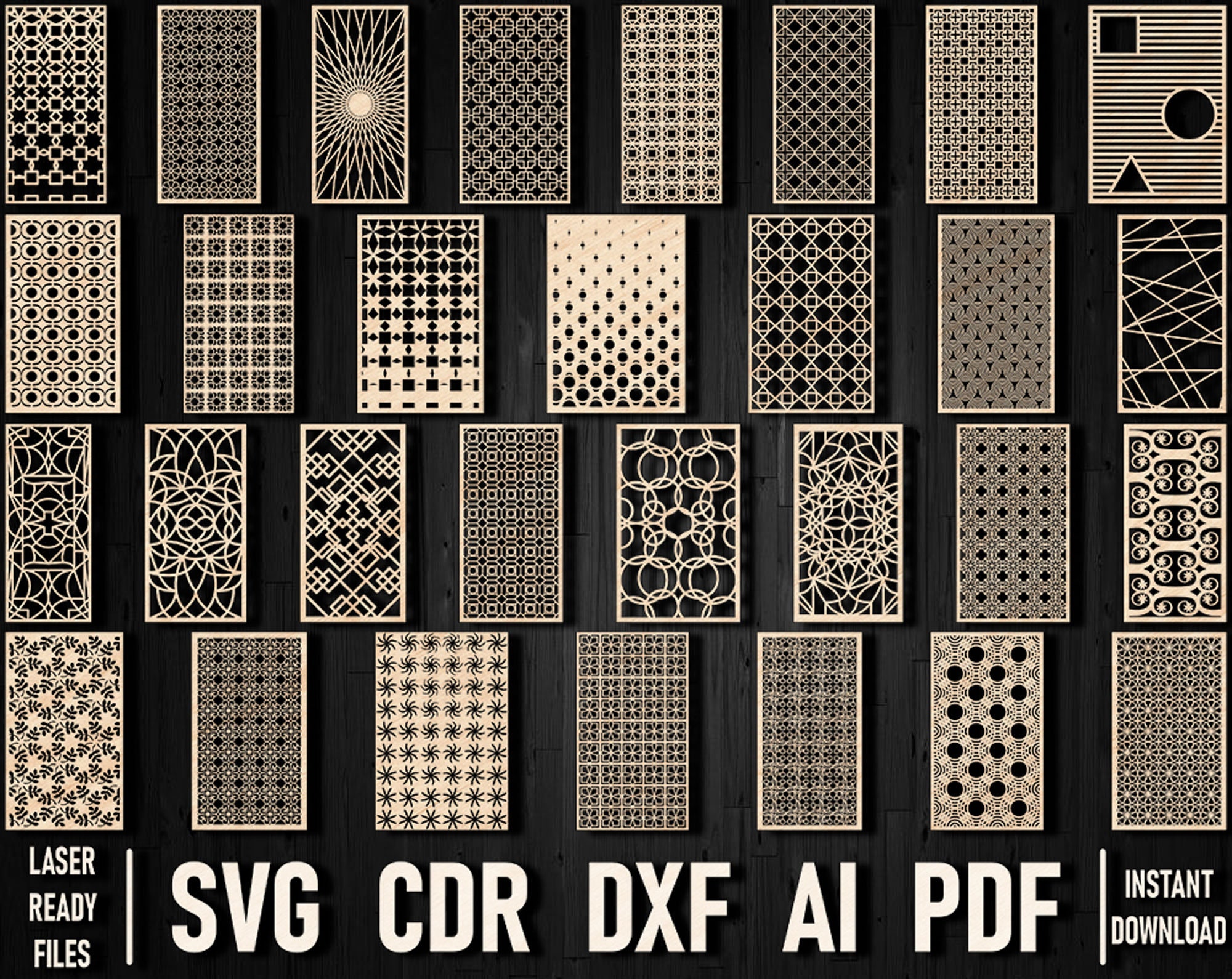 Svg Geometric Panel Templates Ornament for Laser Cricut and Silhouette ...