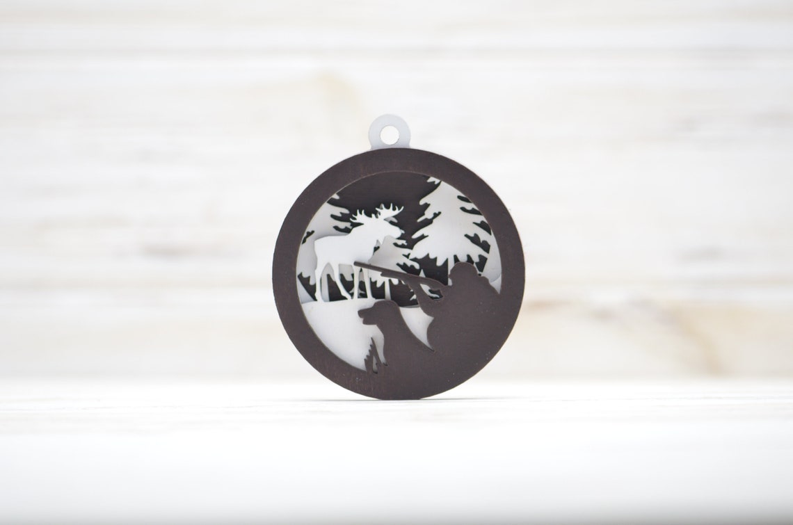 Deer Hunter Christmas ornament svg Multi layer svg Etsy