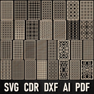 Decorative Dxf panels for laser cutting, Pattern of decorative panels for glowforge, Ornamental vector svg Wall decor for CNC and plasma