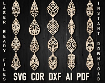 Earrings Svg Bundle, Edwardian Earring Svg, Laser Cut Earrings Pdf, Earring Cut Files, Faux Leather Earring Svg, Laser Cut Cricut Earrings