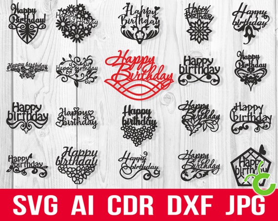 Download Happy Birthday Cake Topper Svg Vector For Cnc Cake Topper For Etsy