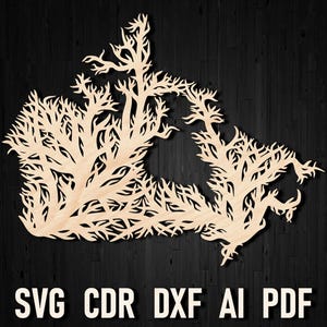 Tree Style Canada wall art map laser cut and glowforge file, Pdf Canada Silhouette Map dxf file pattern, canada cnc plan, Canada Cut File ai