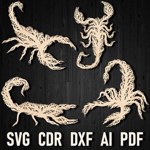 Scorpion Tree Wall Panel svg laser cut file, Desert animals silhouette wall art dxf laser cut files, Scorpio ornament glowforge Dxf Pdf Cdr