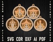 Meditation svg christmas multilayer ornament for laser cutting and glowforge, Buddha home decor, buddhism glowforge svg bundle cut files