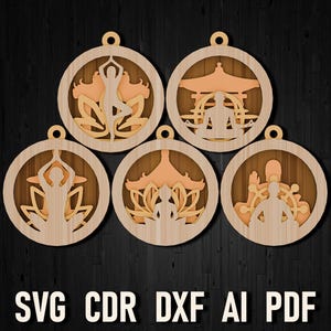 Ornement multicouche de Noël svg méditation pour la découpe laser et la forge luminescente, décoration d'intérieur de Bouddha, fichier de coupe bundle svg forge luminescente bouddhisme