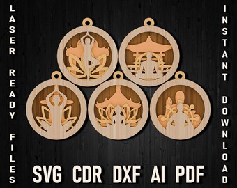 Meditation svg christmas multilayer ornament for laser cutting and glowforge, Buddha home decor, buddhism glowforge svg bundle cut files