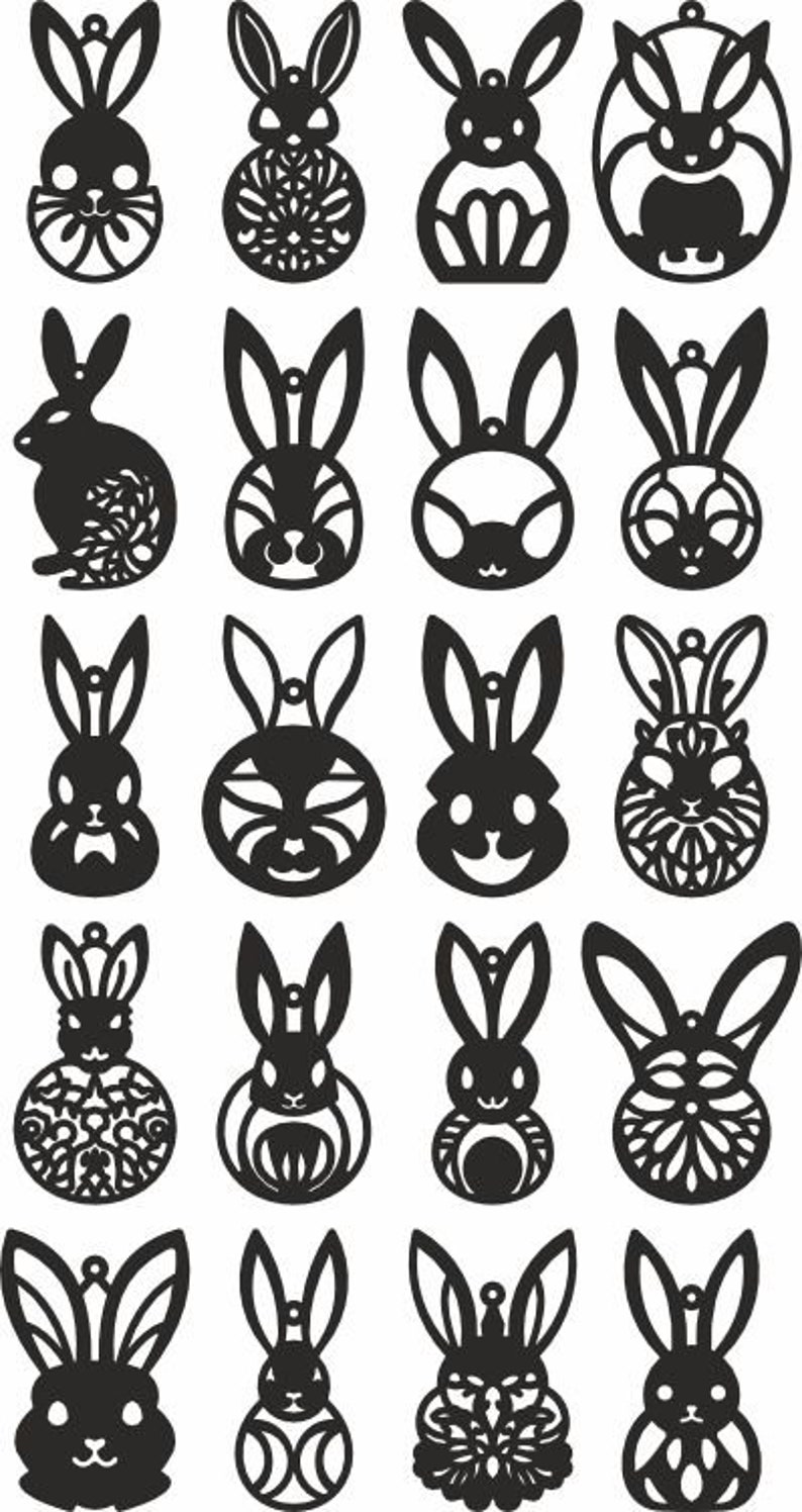 Bunny Laser Cut Earrings SVG Bundle, Rabbit Easter Earrings Svg Bundle ...