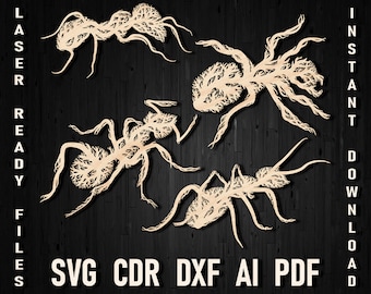 Ant Tree Svg Panel Laser Cut Files For Wall Art Decor, Ants Ornament Wooden Vector Digital Designs, Insect Ant Cricut And Silhouette Pdf Dxf