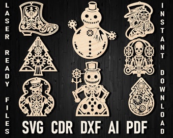 Give Your Christmas Twist with a Steampunk Laser Cutting Svg Files: Lightburn, Xtool, Glowforge, and More!  Svg, Dxf, Pdf Cut CNC Files