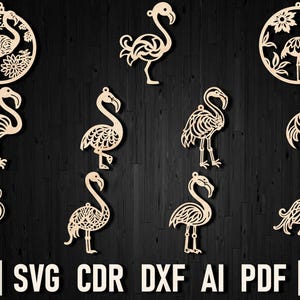 Flamingo Svg Laser Cut Christmas Bundle Ornaments, Flamingo Bird Cricut ...