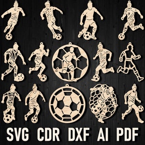 Fußball Weihnachten Ornament SVG Bundle, Fußball Laser Cut Datei, Fußballtrainer Geschenk, Fußball Glowforge Cricut dxf Laser bereit Datei pdf
