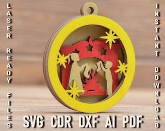 Christmas Fireplace Hanging Stocking Svg multi layer Laser cut file, Merry Christmas cdr dxf, Fireplace Svg files for Cricut and Silhouette