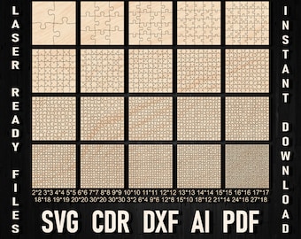 Jigsaw puzzles svg file, Puzzles cricut svg, Puzzles laser cut, Puzzle CNC Templates files, Instant download, Puzzle pack cnc laser pattern