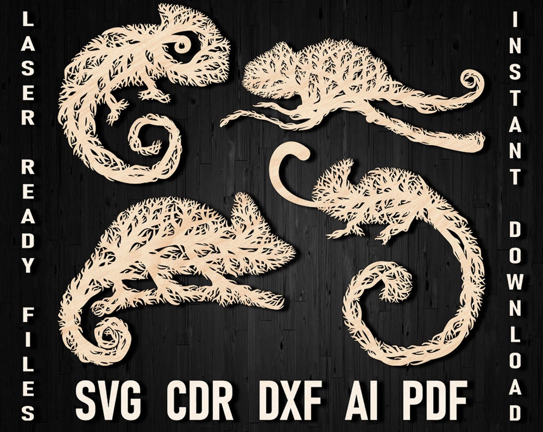 Chameleon Tree Svg Panel Stencil Ornament Laser Cut Dxf Files for ...