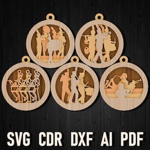 Marching Band svg Christmas multilayer ornament for glowforge and laser cut, Marching Band christmas diy Multi Layered Digital Download cdr