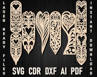 Herz Lesezeichen SVG - perfektes Geschenk für Buchliebhaber, Lesezeichen SVG Bundle Laser geschnitten Dateien, druckbares Lesezeichen, Lesezeichen Vorlage Lesezeichen