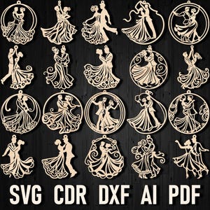 Ballroom Dance SVG Weihnachtsbaumschmuck Laser Cut Bundle, Balletttänzerin Dekor Dxf, Tänzerin Ornament, Ballerina Glowforge svg Xtool Cricut