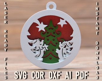 Christmas tree multi layer glowforge cut files, Christmas laser cut files for pywood balls, christmas Digital Laser Ready Files Svg Cdr Ai