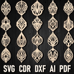 アールデコ レーザーカット イヤリング SVG、抽象的なイヤリング SVG、幾何学的なイヤリング SVG、イヤリング レーザーカット、イヤリング Glowforge SVG、Cricut カット ファイル