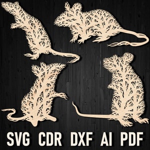 Mouse Tree Svg Laser Cut Panel Ornament, Mouse and rat forest style wall art decor, Glowforge and plasma cricut and silhouette Mice decor