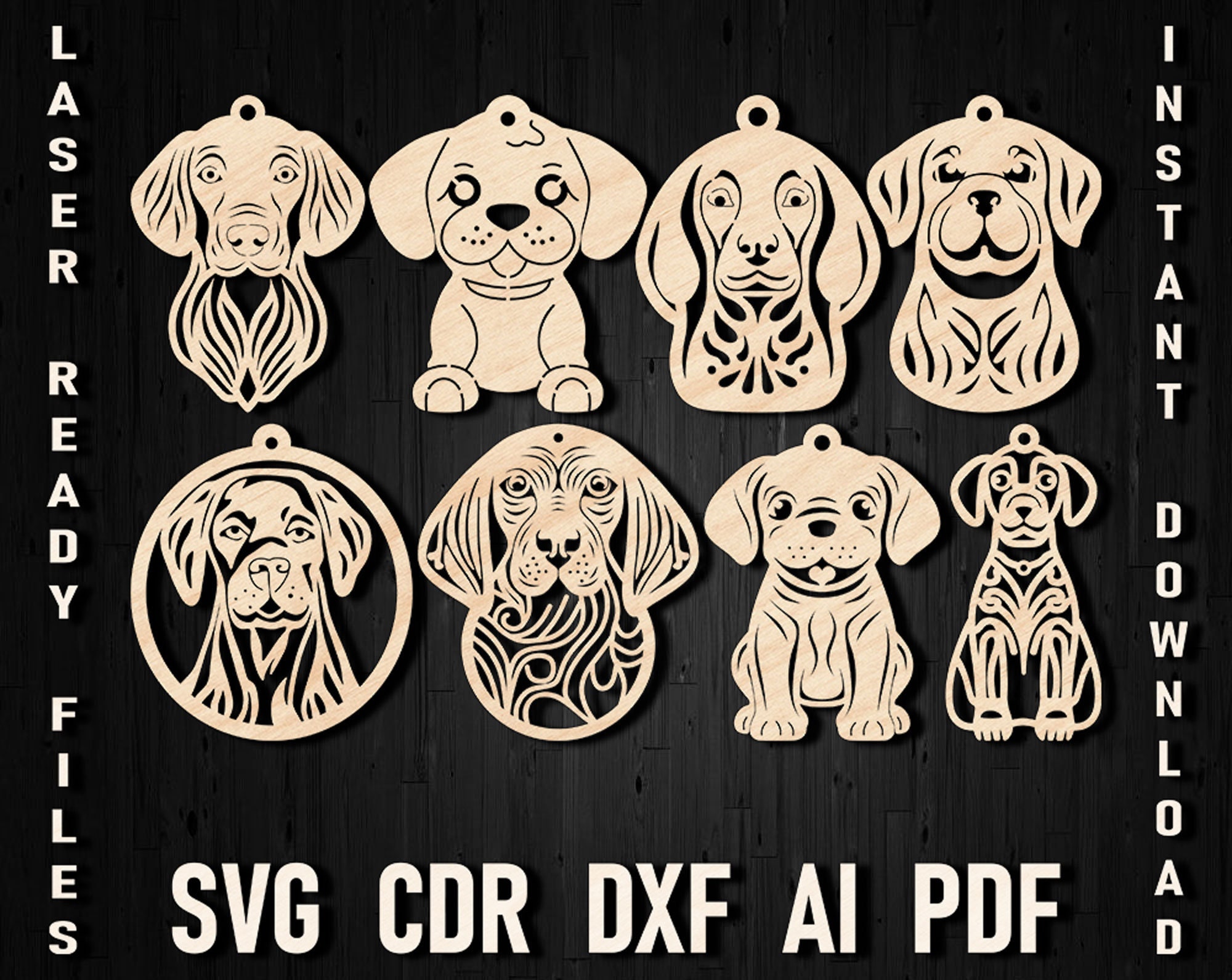 Dog Christmas Ornament Svg Dxf Laser Cut Files, Dog Dangle Design, Dog ...