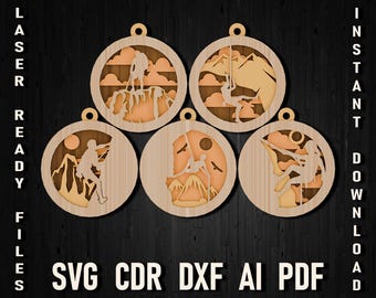 Archivos svg de Navidad de escalada para glowforge y cricut, Panel de descarga digital de escalador, Escaladores de roca masculinos, Vector, archivo digital de escalador