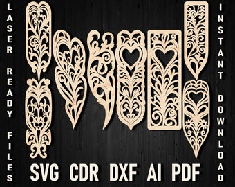 Valentine Bookmark SVG Template, Heart Bookmark Svg, Tag Label SVG, Papercut Bookmark Stencil Svg, Bookmark Bundle Png, Book Lover Gift Pdf