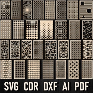 Svg Geometric Panel Templates Ornament for Laser Cricut and Silhouette, ready to glowforge cut file Room Divider Wall Stencil Vector panels