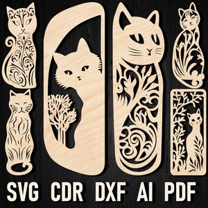 Compañeros de lectura perfectos: Paquete SVG de marcador de gato - ¡Agregue placer a sus libros! Compatible con Cricut, Glowforge y corte láser Dxf Pdf