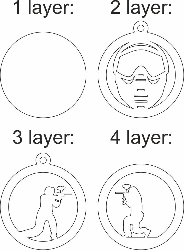 Paintball Svg Multi Layered сhristmas Ornament for Etsy